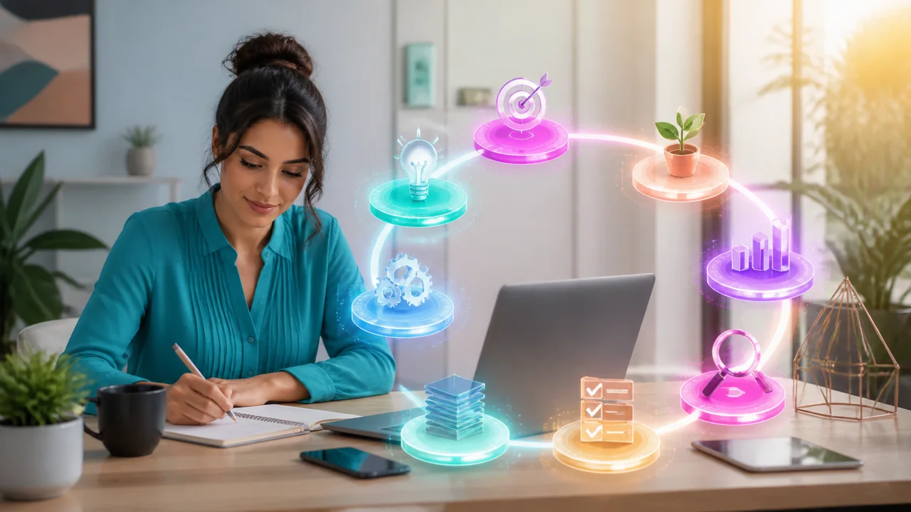 Profissional estruturando um pedido claro para inteligência artificial no trabalho