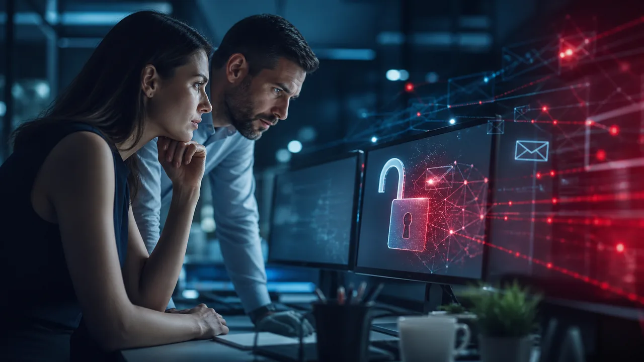 Equipe financeira investiga uma conta de e-mail corporativo comprometida