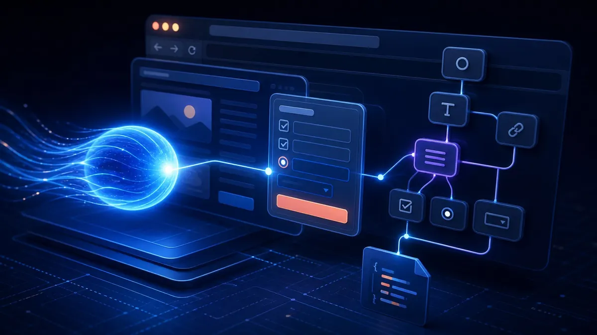 Agente de inteligência artificial navegando por formulários e estruturas semânticas de uma página