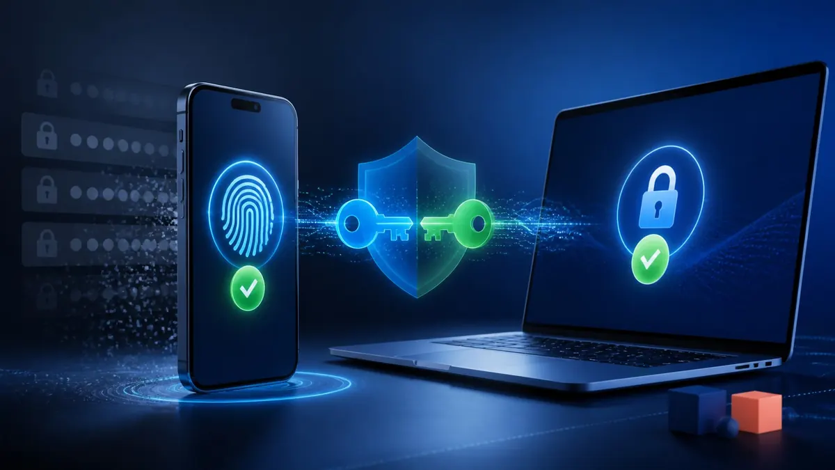 Celular e computador autenticados por biometria e chaves criptográficas