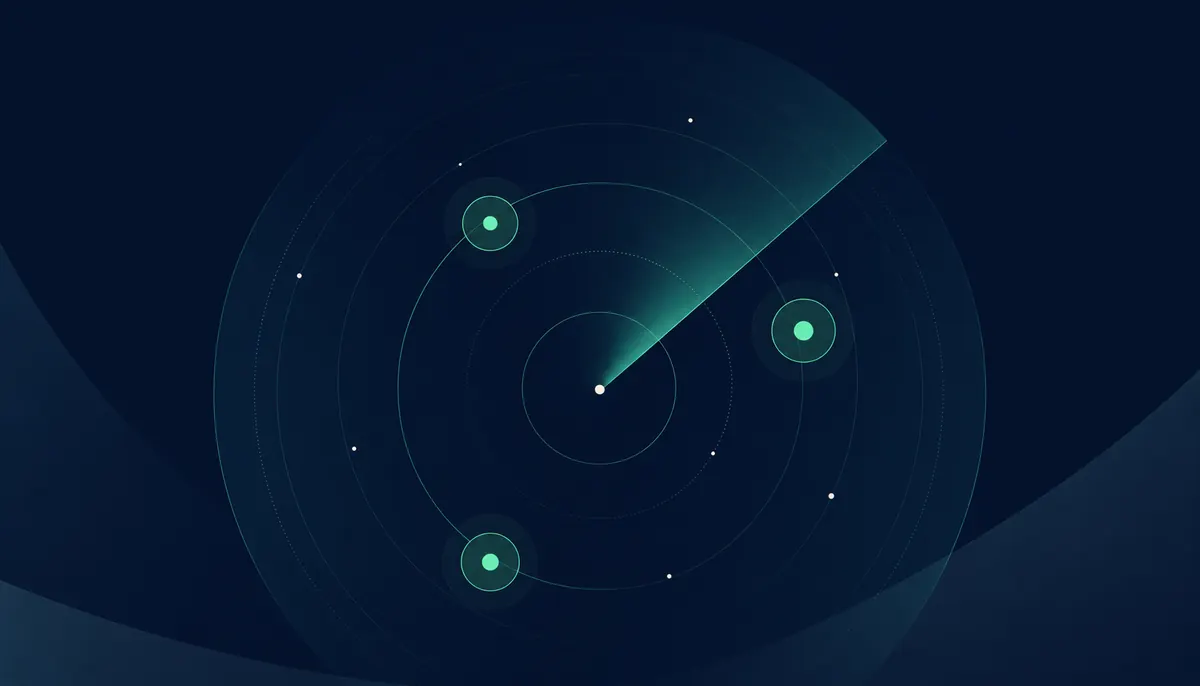 Arte oficial com radar digital representando oportunidades de SEO